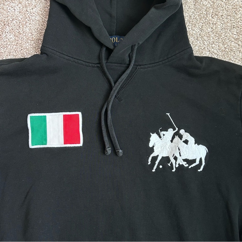 Vintage Unisex Polo Ralph Lauren Italy No 13 Black Hoodie Size XS - Picture 4 of 12